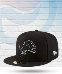 New Era Detroit Lions Black And White 59FIFTY Fitted Hat