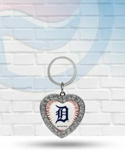 Michigan Clearance Detroit Tigers Rhinestone Heart Keychain