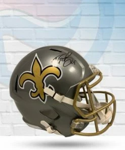 Fan Cave Sports Drew Brees New Orleans Saints Autographed Full Size Flash Speed Helmet - Beckett Autographed Memorabilia