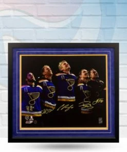 Fan Cave Sports Fabbri, Gunnarsson, Parayko, Thomas And Tarasenko St Louis Blues Autographed Framed 16x20 - COA