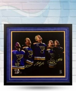 Fan Cave Sports Fabbri, Gunnarsson, Parayko, Thomas And Tarasenko St Louis Blues Autographed Framed 20x24 - COA Autographed Memorabilia