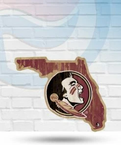 WinCraft Wall Signs Florida State Seminoles State Shaped Wooden Sign