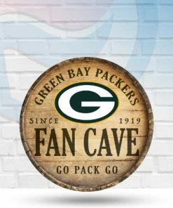 WinCraft Wall Signs Green Bay Packers Fan Cave Round Wooden Sign 14"