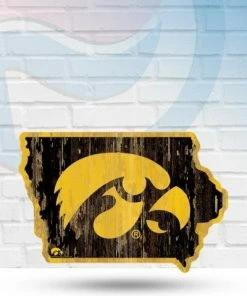 WinCraft Iowa Hawkeyes State Shaped Wooden Sign Wall Signs