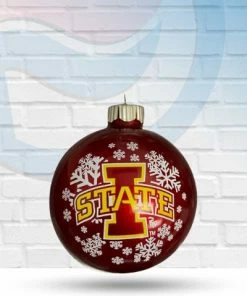 Michigan Iowa State Cyclones Sports Collectors Series Glass Christmas Tree Ornament Holiday