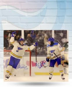 Fan Cave Sports Ivan Barbashev And Robert Thomas St Louis Blues Dual Autographed Winter Classic Goal Celebration 16x20 Photo - JSA Autographed Memorabilia