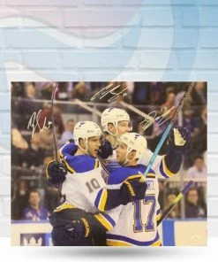 Fan Cave Sports Jaden Schwartz, Brayden Schenn & Colton Parayko St Louis Blues Autographed 16x20 - JSA