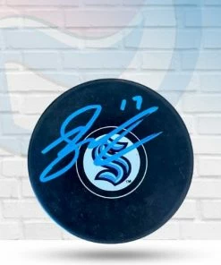 Fan Cave Sports Jaden Schwartz Seattle Kraken Autographed Logo Puck - JSA Autographed Memorabilia