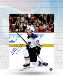 Fan Cave Sports Jaden Schwartz St Louis Blues Autographed Celebration 11x14 Photo - COA