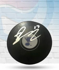 Fan Cave Sports Jaden Schwartz St Louis Blues Autographed Logo Puck - COA Autographed Memorabilia
