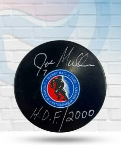 Fan Cave Sports Joe Mullen St Louis Blues Autographed Hockey Hall Of Fame Logo Puck W/ "HOF 2000" Inscription - COA