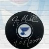 Fan Cave Sports Joe Mullen St Louis Blues Autographed Logo Puck W/ "HOF 2000" Inscription - COA Autographed Memorabilia
