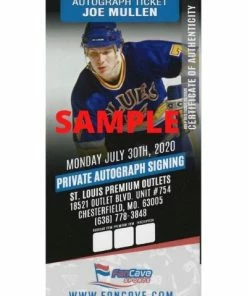 Fan Cave Sports Joe Mullen St Louis Blues Autographed Logo Puck W/ "HOF 2000" Inscription - COA Autographed Memorabilia