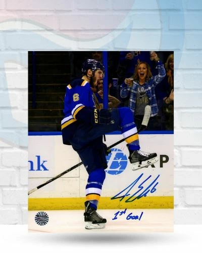 Fan Cave Sports Autographed Memorabilia Joel Edmundson St Louis Blues Autographed 11x14 Photo W/ "1st Goal" Inscription - COA 1 Fan Cave Sports Autographed Memorabilia Joel Edmundson St Louis Blues Autographed 11x14 Photo W/ "1st Goal" Inscription - COA