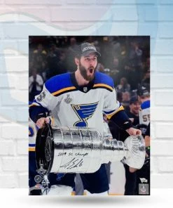 Fan Cave Sports Joel Edmundson St Louis Blues Autographed 16x20 W/ "2019 SC Champs" Inscription - COA