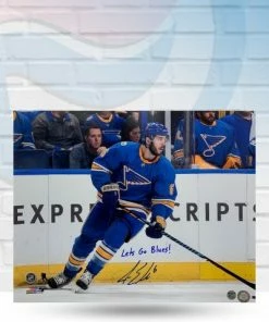 Fan Cave Sports Joel Edmundson St Louis Blues Autographed 16x20 W/ "Lets Go Blues" Inscription - COA