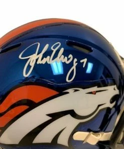 The Jersey Source Autographed Memorabilia John Elway Denver Broncos Autographed Chrome Mini Speed Helmet - Beckett