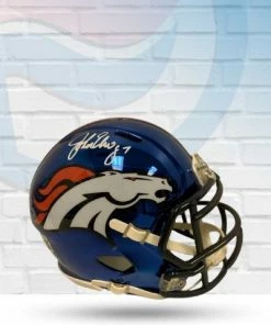 The Jersey Source Autographed Memorabilia John Elway Denver Broncos Autographed Chrome Mini Speed Helmet - Beckett
