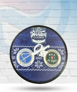 Fan Cave Sports Jordan Kyrou St Louis Blues Autographed 2022 Winter Classic Dueling Logo Puck- JSA Autographed Memorabilia