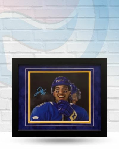 Fan Cave Sports Autographed Memorabilia Jordan Kyrou St Louis Blues Autographed Framed 8x10 Photo - JSA 1 Fan Cave Sports Autographed Memorabilia Jordan Kyrou St Louis Blues Autographed Framed 8x10 Photo - JSA
