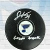 Fan Cave Sports Autographed Memorabilia Jordan Kyrou St Louis Blues Autographed Logo Puck With Inscription- JSA