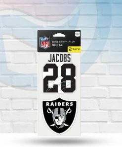 WinCraft Josh Jacobs Las Vegas Raiders Set Of Two Perfect Cut Decal 4" X 4" Decals
