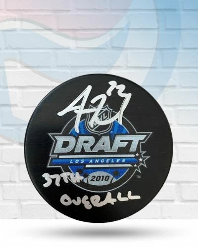 Fan Cave Sports Justin Faulk St Louis Blues Autographed 2010 NHL Draft Puck With Inscription- COA 1 Fan Cave Sports Justin Faulk St Louis Blues Autographed 2010 NHL Draft Puck With Inscription- COA