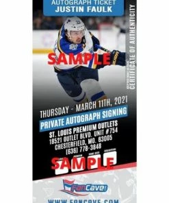 Fan Cave Sports Justin Faulk St Louis Blues Autographed Logo Puck - COA Autographed Memorabilia