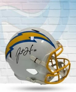 Fan Cave Sports Justin Herbert Los Angeles Chargers Autographed Full Size Speed Replica Helmet - Beckett