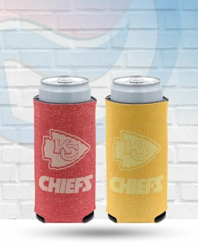 WinCraft Kansas City Chiefs Heather Team Logo Slim Can Koozie Drinkware 1 WinCraft Kansas City Chiefs Heather Team Logo Slim Can Koozie Drinkware