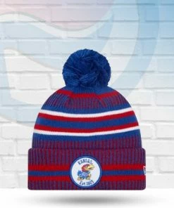 New Era Hats Kansas Jayhawks Sport Knit Pom Beanie