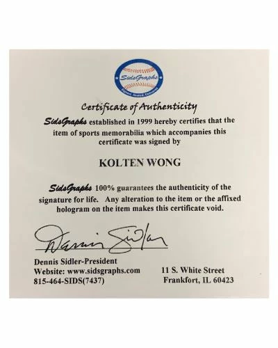 Fan Cave Sports Autographed Memorabilia Kolten Wong St Louis Cardinals Autographed Baseball W/ 1st Hit Inscription - COA 2 Fan Cave Sports Autographed Memorabilia Kolten Wong St Louis Cardinals Autographed Baseball W/ 1st Hit Inscription - COA