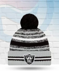 New Era Las Vegas Raiders 2021 Sideline Sport Knit Pom Beanie Hats