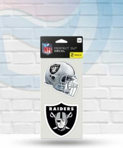 WinCraft Las Vegas Raiders Helmet And Logo Set Of Two Perfect Cut Decal 4" X 4" Decals