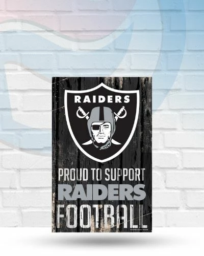 WinCraft Las Vegas Raiders Proud To Support 11" X 17" Wooden Sign 1 WinCraft Las Vegas Raiders Proud To Support 11" X 17" Wooden Sign