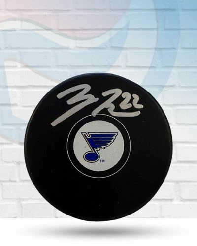 Fan Cave Sports Autographed Memorabilia Logan Brown St Louis Blues Autographed Logo Puck - COA 1 Fan Cave Sports Autographed Memorabilia Logan Brown St Louis Blues Autographed Logo Puck - COA