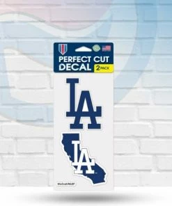 Michigan Los Angeles Dodgers State Shape Set Of Two Perfect Cut Decals 4" X 4"