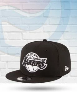 New Era Los Angeles Lakers Black And White 9FIFTY Snapback Hat Hats