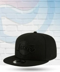 New Era Los Angeles Lakers Black On Black 9FIFTY Snapback Hat Hats
