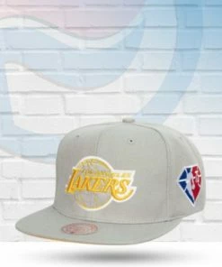Mitchell & Ness Los Angeles Lakers Mitchell And Ness 75th Anniversary Side Patch Snapback Hat