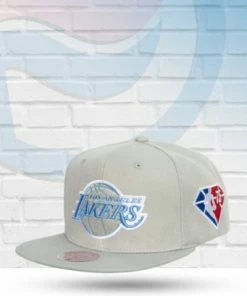 Mitchell & Ness Los Angeles Lakers Mitchell And Ness 75th Anniversary Side Patch Snapback Hat Hats