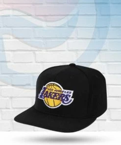 Mitchell & Ness Hats Los Angeles Lakers Mitchell And Ness Black Core Basic Snapback Hat