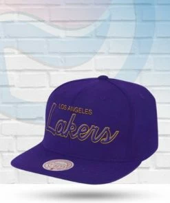 Mitchell & Ness Hats Los Angeles Lakers Mitchell And Ness Champ Year Trophy Snapback Hat