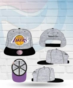 Mitchell & Ness Los Angeles Lakers Mitchell And Ness Heather Underpop Snapback Hat Hats