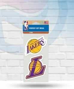 WinCraft Los Angeles Lakers Set Of Two Perfect Cut Decals 4" X 4"