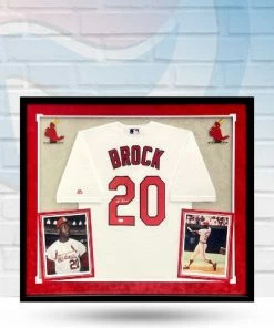 Fan Cave Sports Lou Brock St Louis Cardinals Autographed Framed Majestic Jersey - JSA Autographed Memorabilia