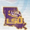 WinCraft LSU Tigers State Shaped Wooden Sign Wall Signs