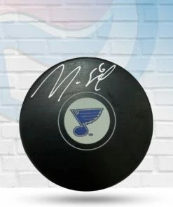 Fan Cave Sports Marco Scandella St Louis Blues Autographed Logo Puck - COA Autographed Memorabilia