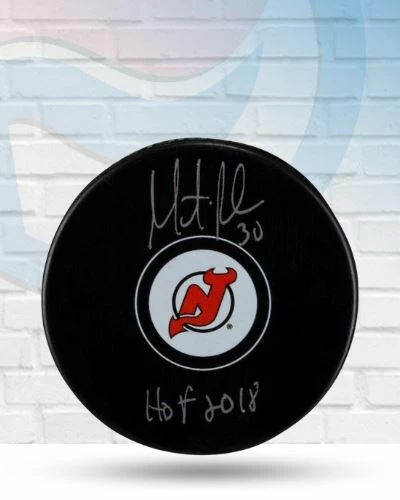 Fanatics Autographed Memorabilia Martin Brodeur New Jersey Devils Autographed Logo Puck W/ "HOF 2018" Inscription - COA 1 Fanatics Autographed Memorabilia Martin Brodeur New Jersey Devils Autographed Logo Puck W/ "HOF 2018" Inscription - COA