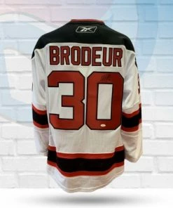Fan Cave Sports Martin Brodeur New Jersey Devils Autographed Reebok Away Jersey With 1995 Stanley Cup Patch - JSA Autographed Memorabilia